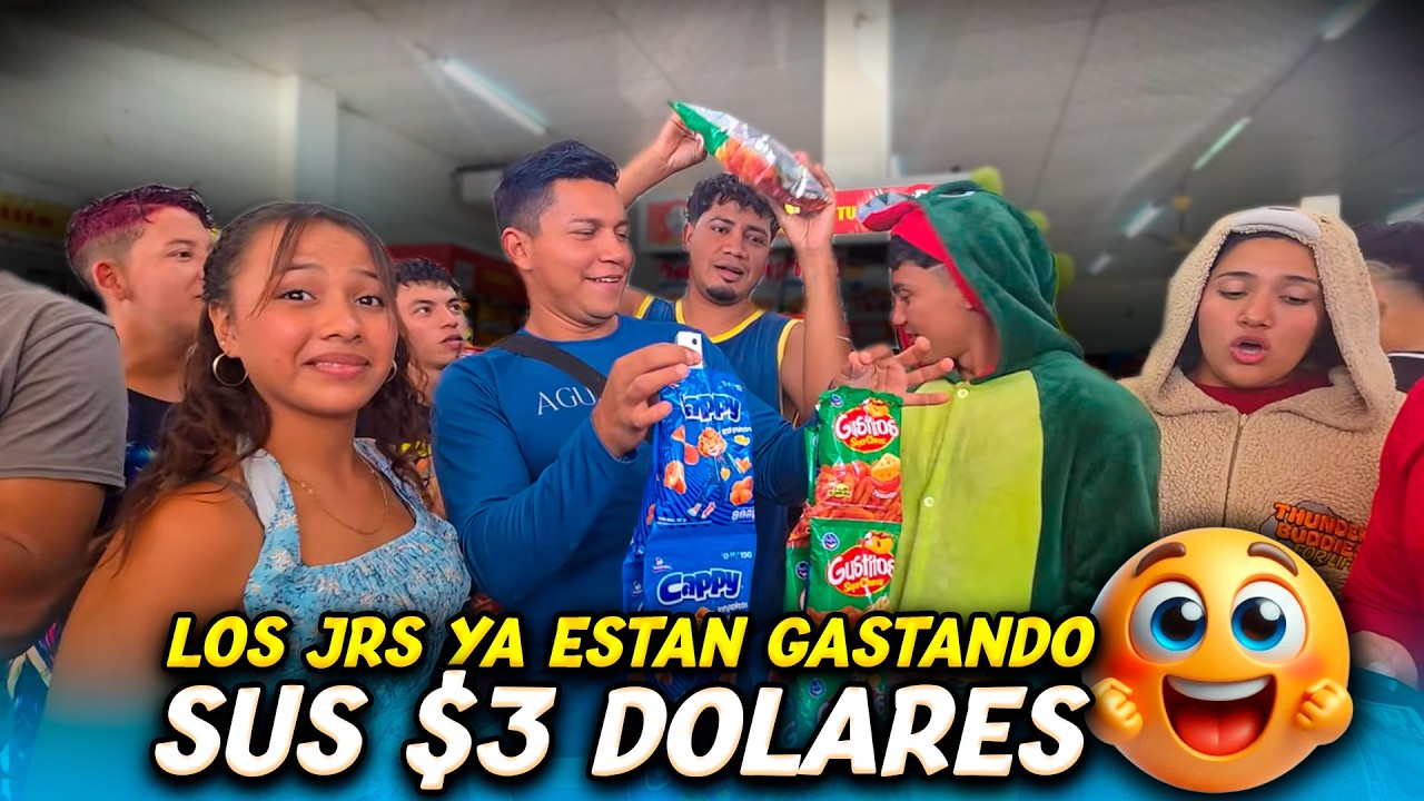 Nos fuimos a comprar y cada uno de los Jrs tiene derecho de gastar $3 cada uno