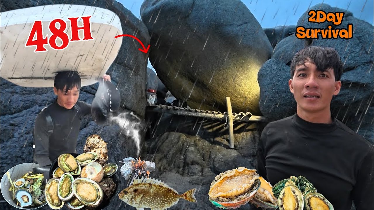 Giới hạng của sinh tồn sau 2 đêm ròng rã trong mưa lớn trên đảo hoang | 2 day desert island survival