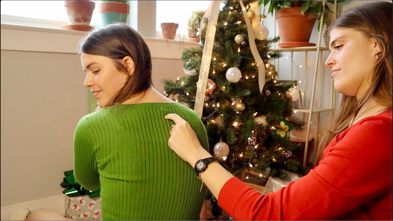 ASMR | Back tracing game with my sister (holiday themed) *whisper*