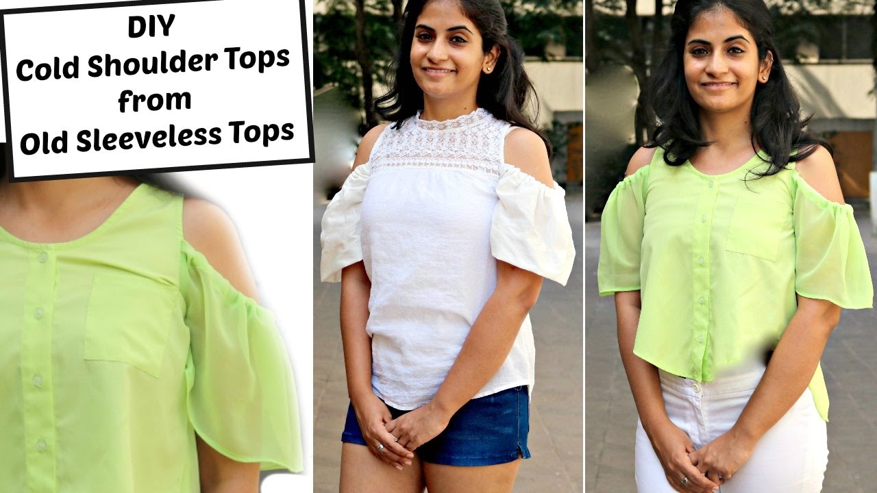 Convert Old Sleeveless Tops into Cold Shoulder Tops | How to Add Cold Shoulder Sleeves