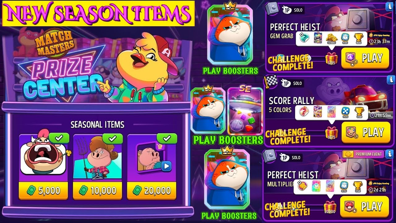 ITEMS NEW SEASON/3 Solo/ Gem Grab+Blow 'Em Up/5 Colors Score Rally/Multiplier Mushrooms Blow'Em Up