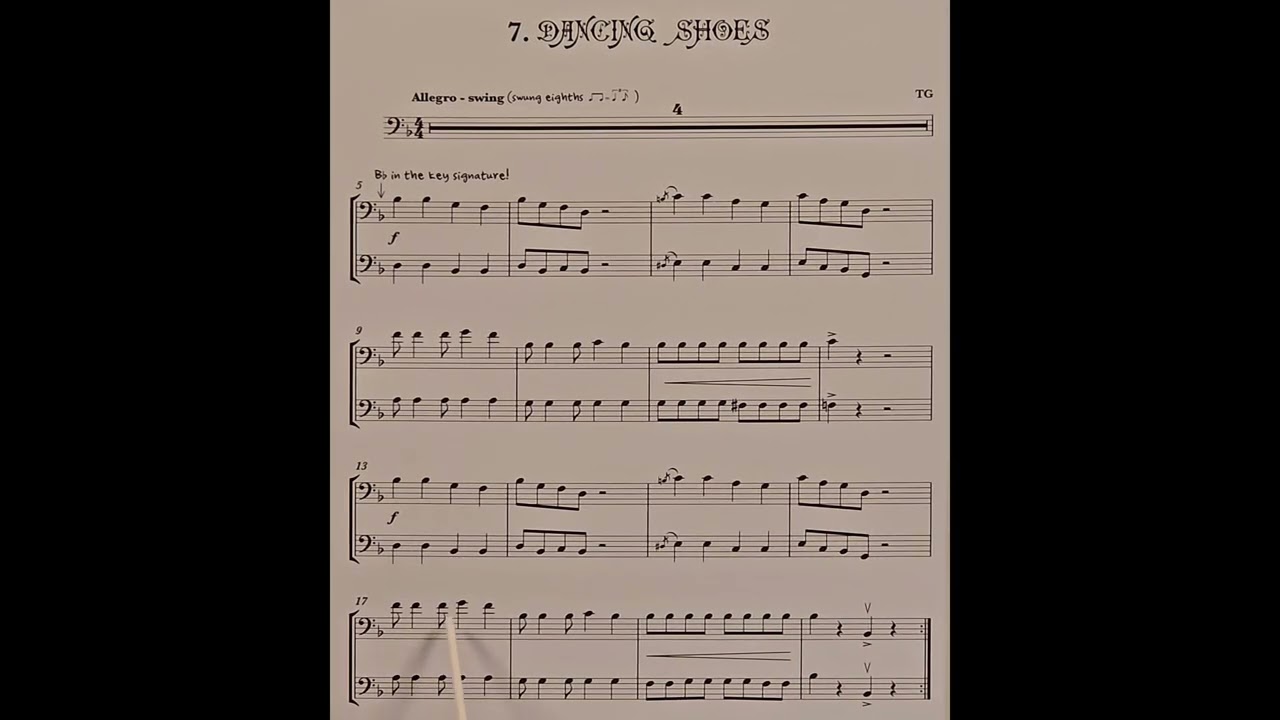 7 Dancing Shoes, top voice, piano accompaniment at rehearsal speed