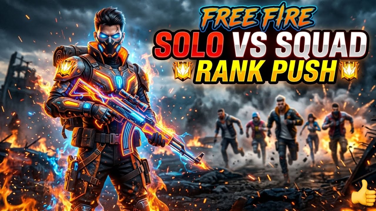 FREE FIRE SOLO VS SQUAD || RANK PUSH 