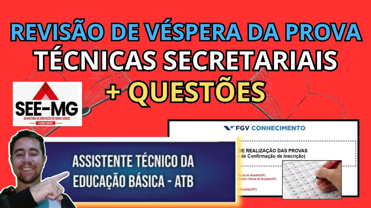 CONCURSO SEE MG 2023  PARA ATB: Técnicas Secretariais + Questões de Prova (vídeo 3)