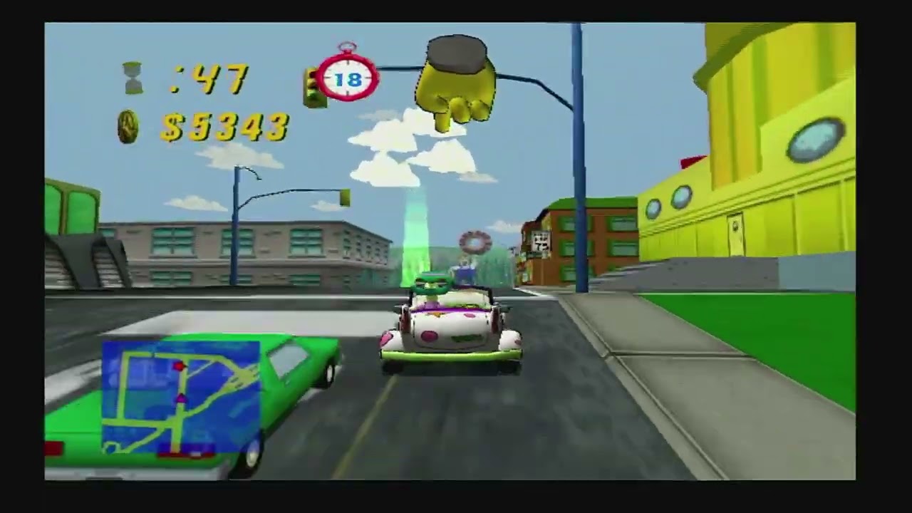 The Simpsons Road Rage Downtown as Krusty the Clown