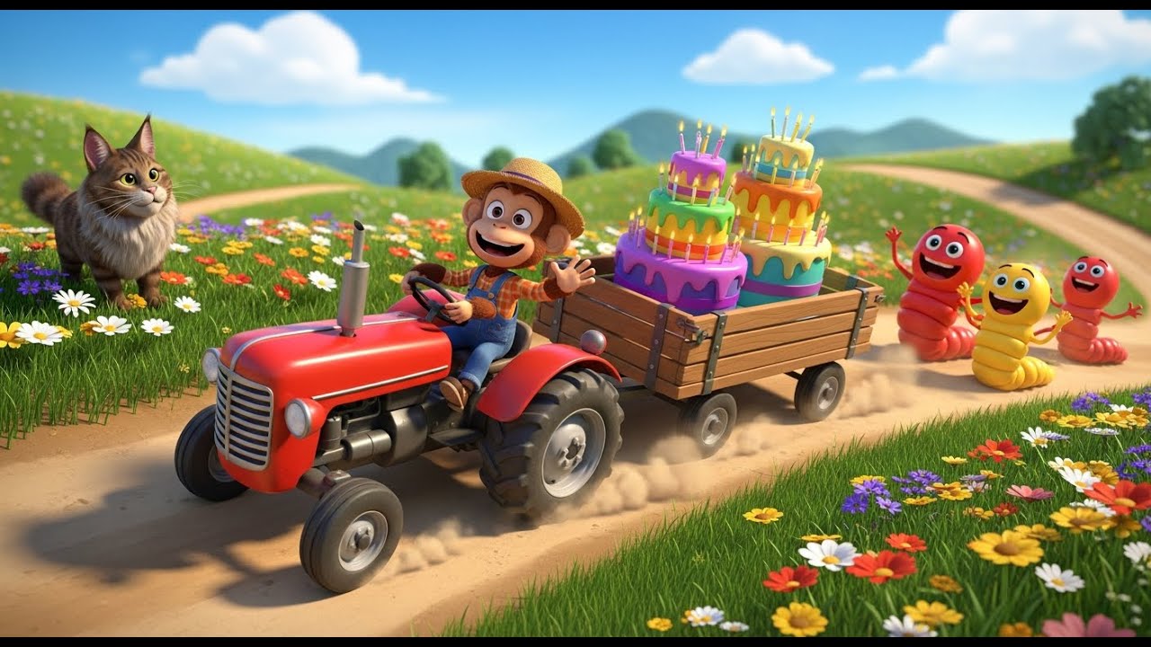 BiBi Monkey & The Sweet Birthday Tractor Parade 🚜🎂🐒 | Monkey Family