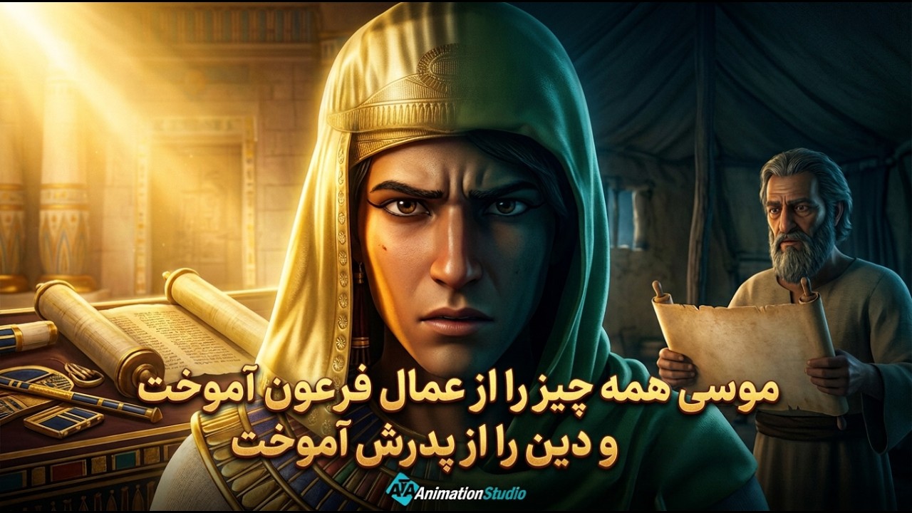 موسی همه چیز را از عمال فرعون آموخت و دین را از پدرش آموخت