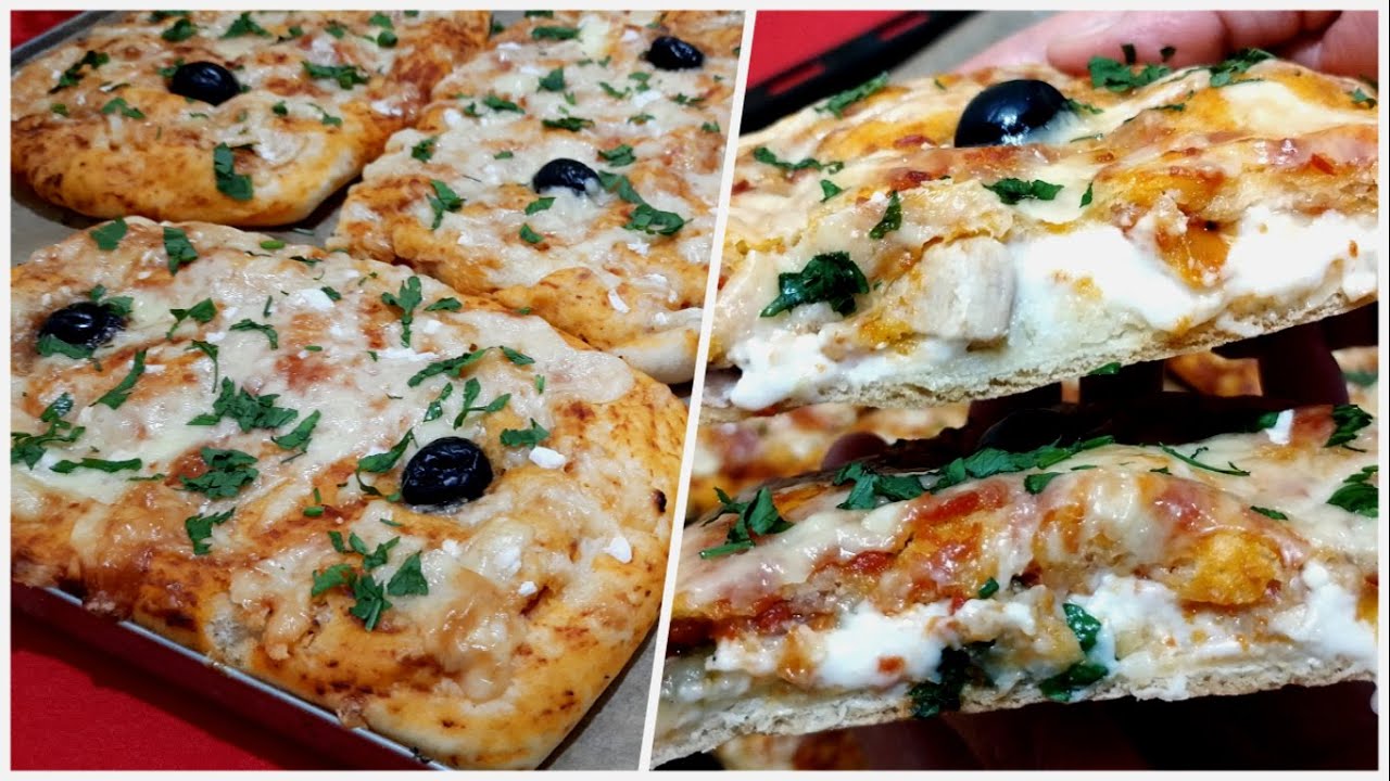 بيتزا كالزوني الايطالية او بينزا ساندوتش بعجينة خفيفة Pizza calzone