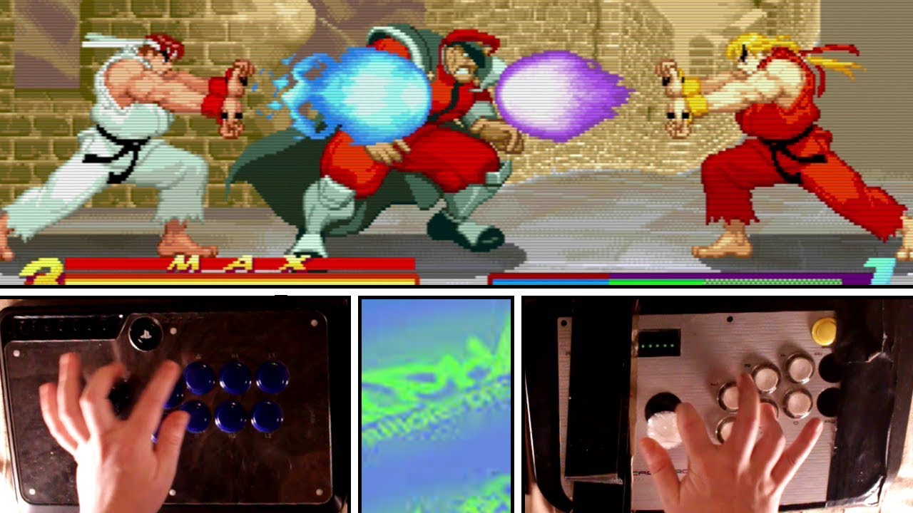 1 Player 2 Controllers! KEN & RYU vs M.BISON! (Street Fighter Alpha)