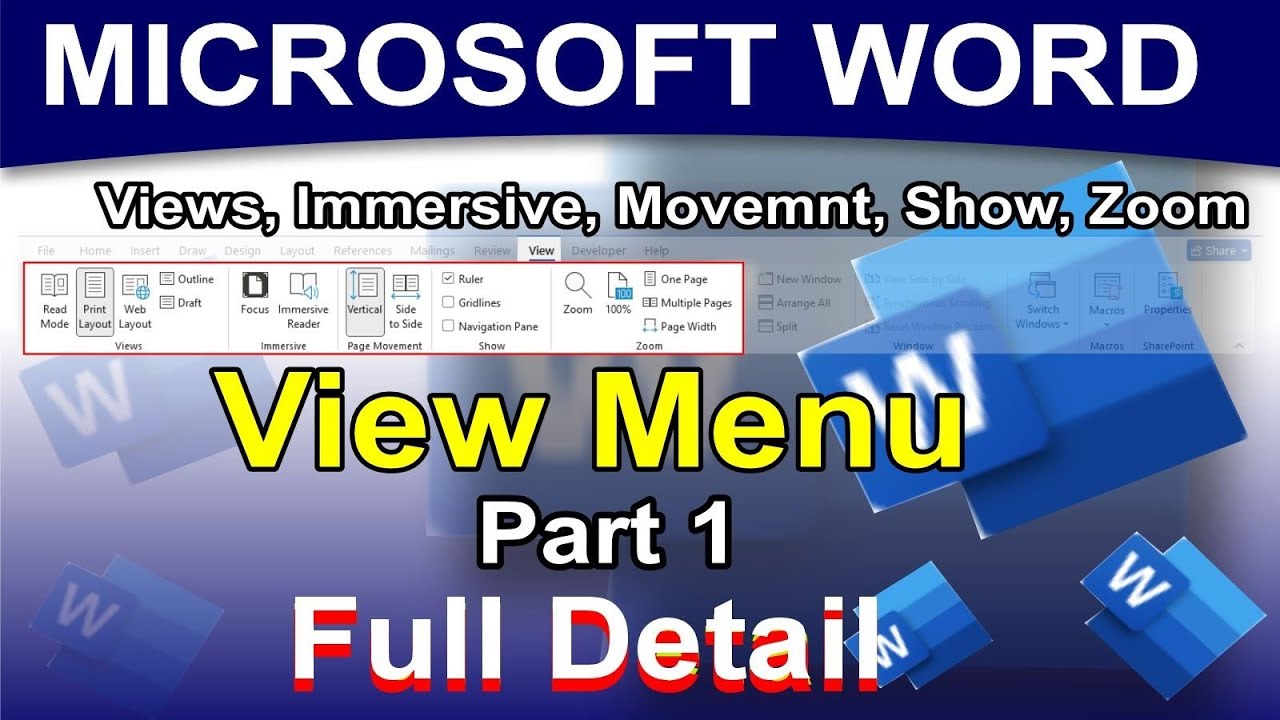 MS Word View Menu Part 1 | Views, Immersive, Show & Zoom Explained #msword #microsoftoffice #excel 