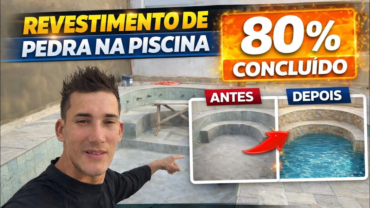 aplicação de pedras na piscina, de olho de todos os detalhes passo a passo