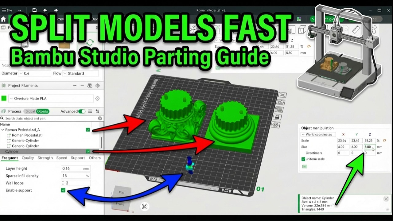 How to Split a Model into Parts in Bambu Studio | Step-by-Step Tutorial