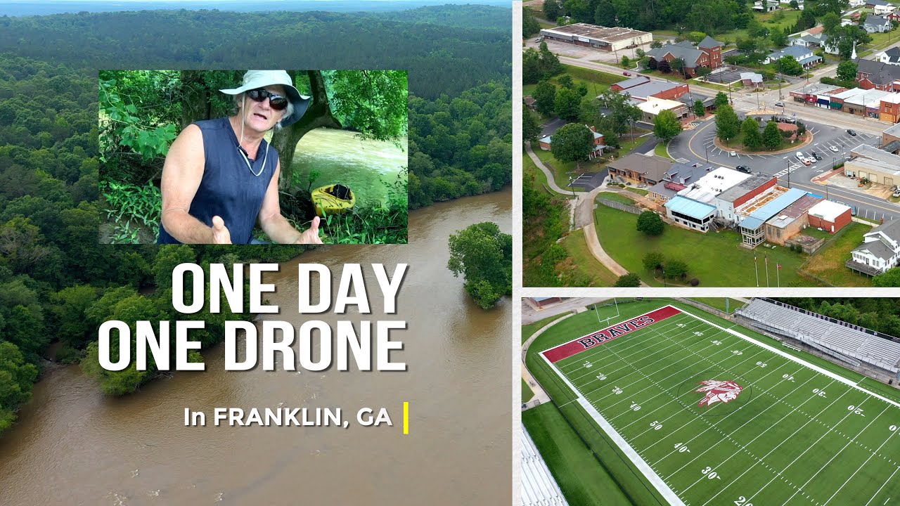 One Day One Drone - In Franklin GA misty flight over Chattahoochee river Heard County Braves stadium