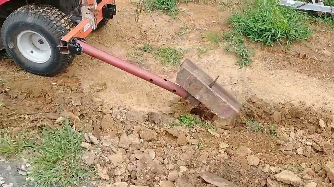 Ryobi 40v Powered Electric Lawn Mower Tractor DIY Homemade Plow Trencher Attachment Demo