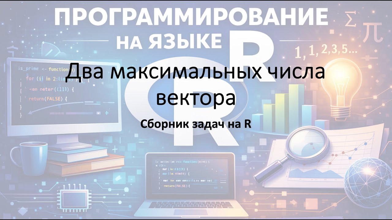 Сборник задач на R - Задача №3. Два максимальных числа вектора
