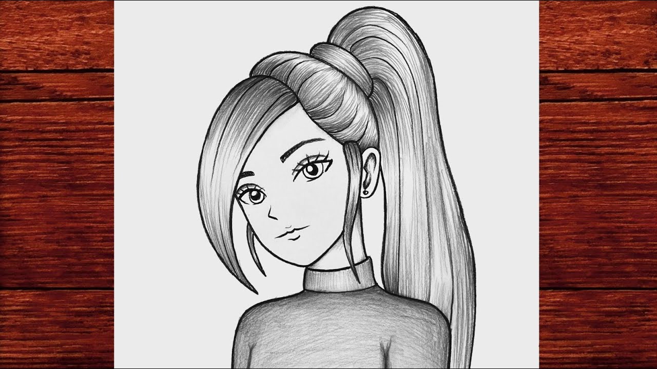Beautiful Cute Girl Pencil Sketch | Simple Girl Drawing Step by Step | Easy Face Drawing