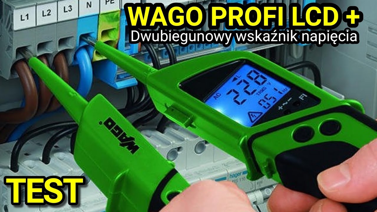 Dwubiegunowy wskaźnik napięcia WAGO Profi LCD + 206-707 - multimetr miernik tester RCD True RMS