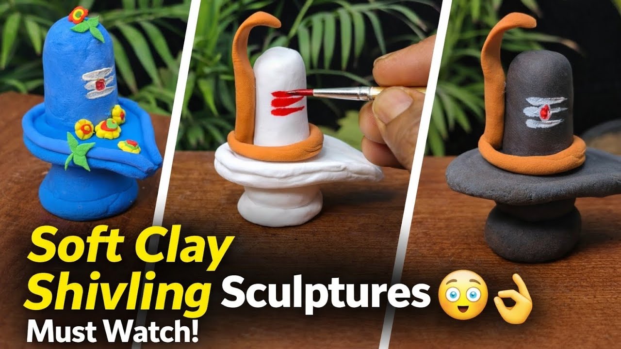 How to Make Shivling with Soft Clay , 😲 Mahadev Clay Art Tutorial 🙏“Soft Clay Shivling Tutorial”🔱