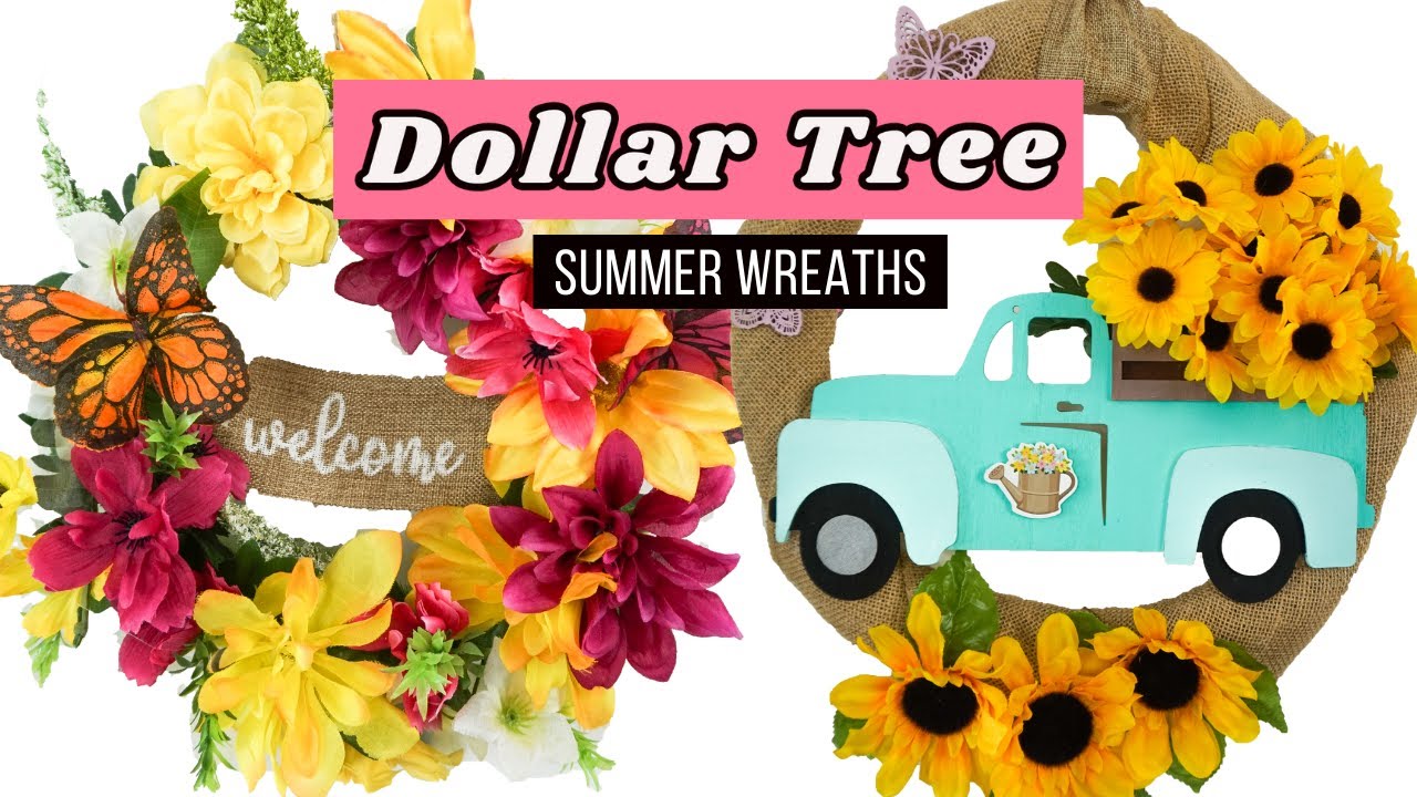 EASY DOLLAR TREE SUMMER WREATH DIYS | Dollar Tree Summer Craft Ideas | Summer on My Mind Hop