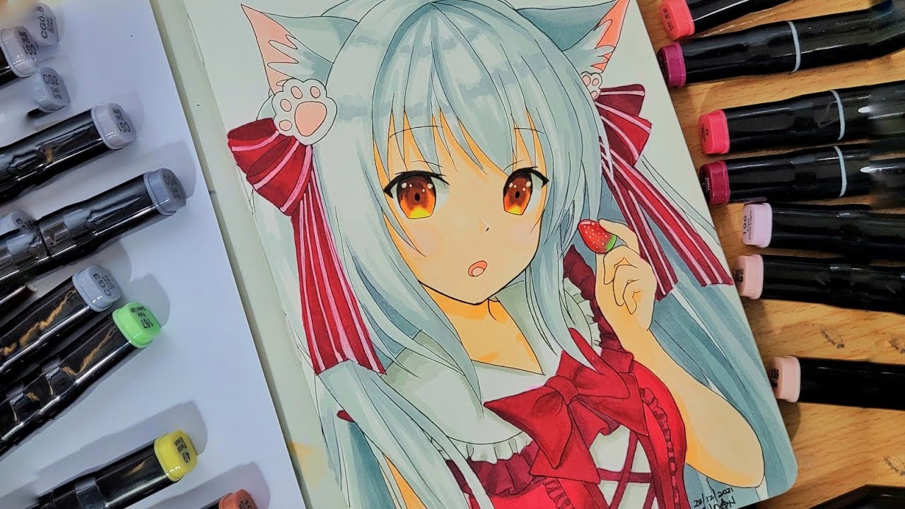 HOW TO COLOR ANIME GIRL USING CHEAP MARKERS
