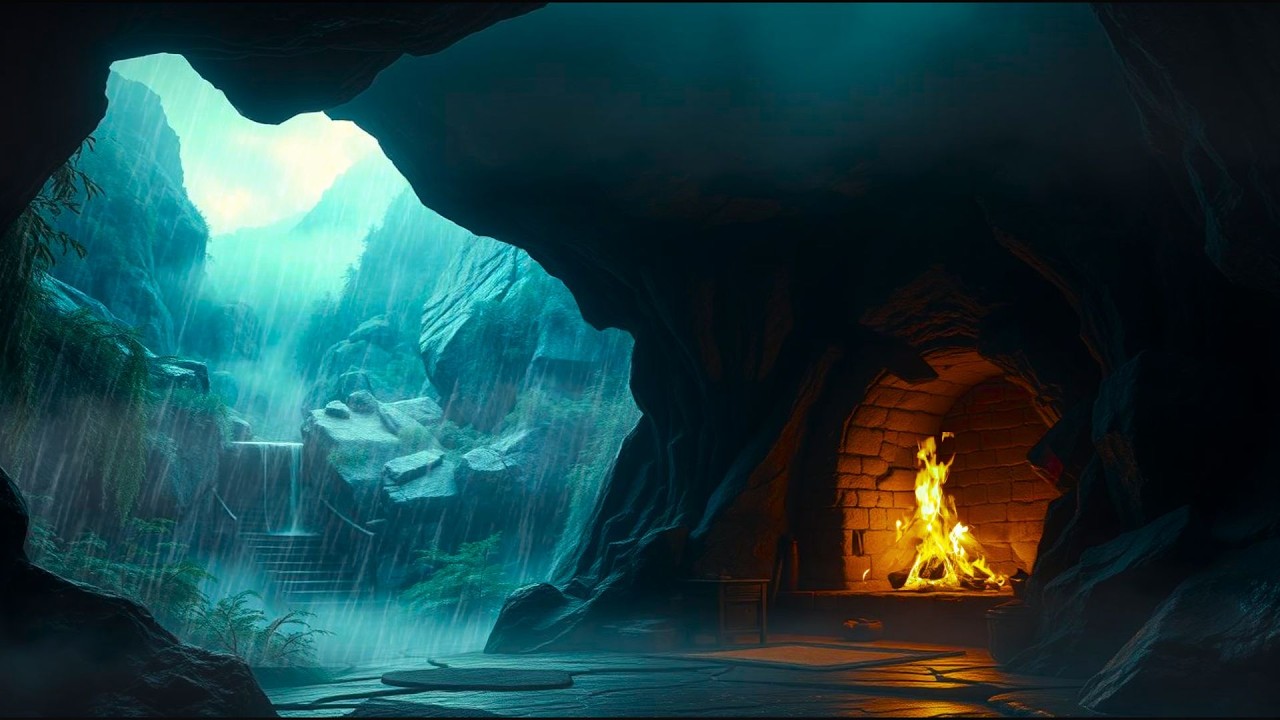 Rainthoria Nights 🌧️🔥 Thunderous Rain Outside, Warm Fire Inside