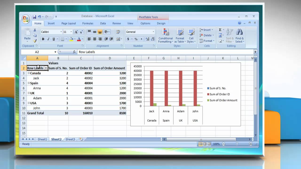 Microsoft&reg; Excel 2007: How to delete a PivotTable or PivotChart report on Windows&reg; Vista?