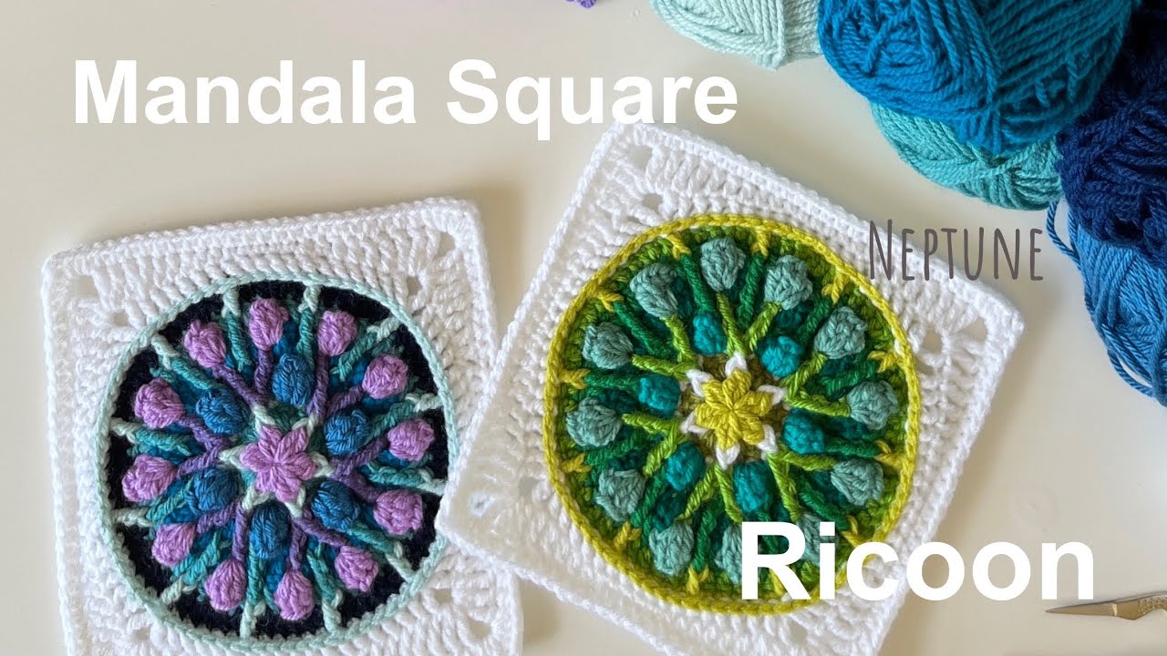 How to crochet Mandala square＊かぎ針編み＊マンダラスクエアの編み方