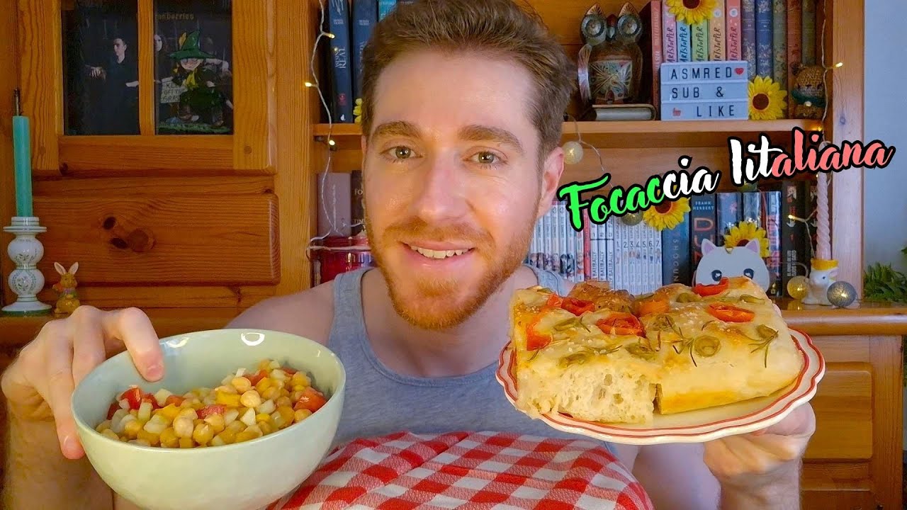 [ASMR] Focaccia Casera 🇮🇹 & Ensalada 🥗 | Con Receta 👨‍🍳 | Susurros. Eating sounds