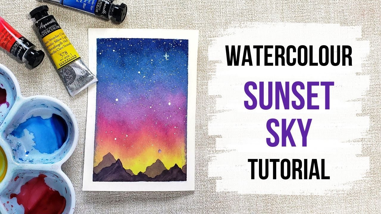 EASY watercolour sunset sky tutorial for beginners (Step-by-step)