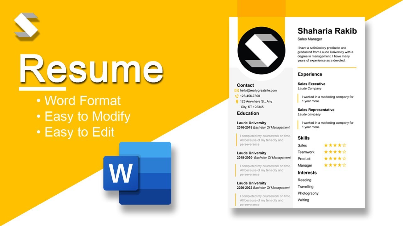 How to Create Resume in MS Word | Modern Resume Template | How to Make CV|| SHaHa60