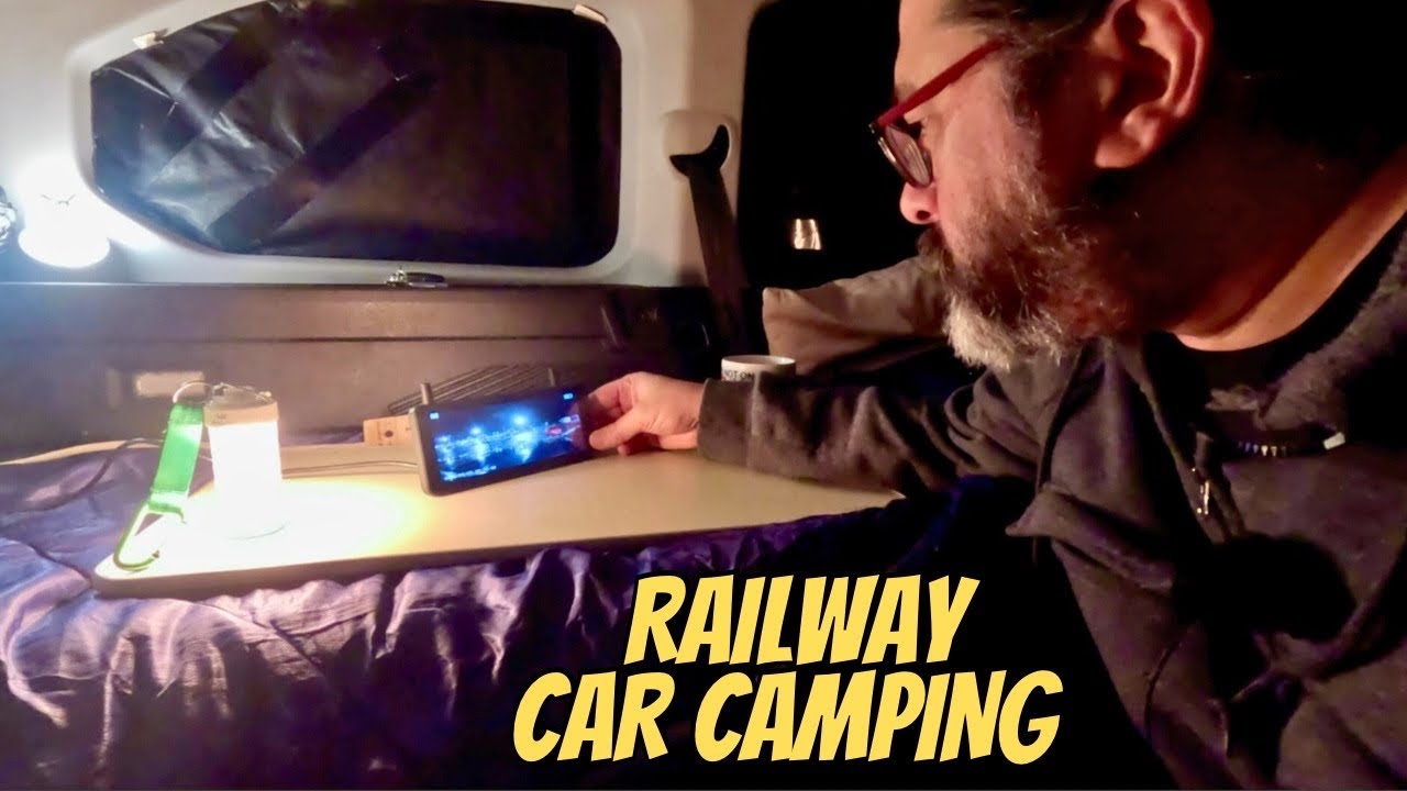 Cold Rainy Night Solo Car Camping at Railway