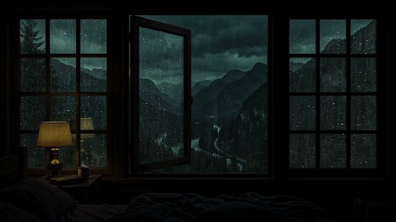 Relaxing Night Rain Beyond the Window | Heavy Rain and Thunder for Deep Sleep Tonight