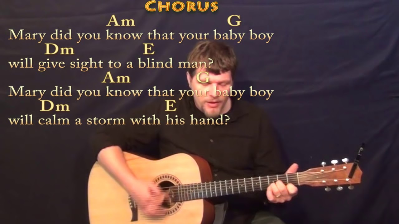 Mary Did You Know (Christmas) Strum Guitar Cover Lesson in Am with Chords/Lyrics