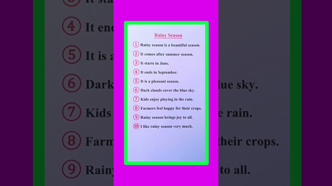10 Lines On Rainy Season in English/Essay On Rainy Season in English/Rainy Season in English