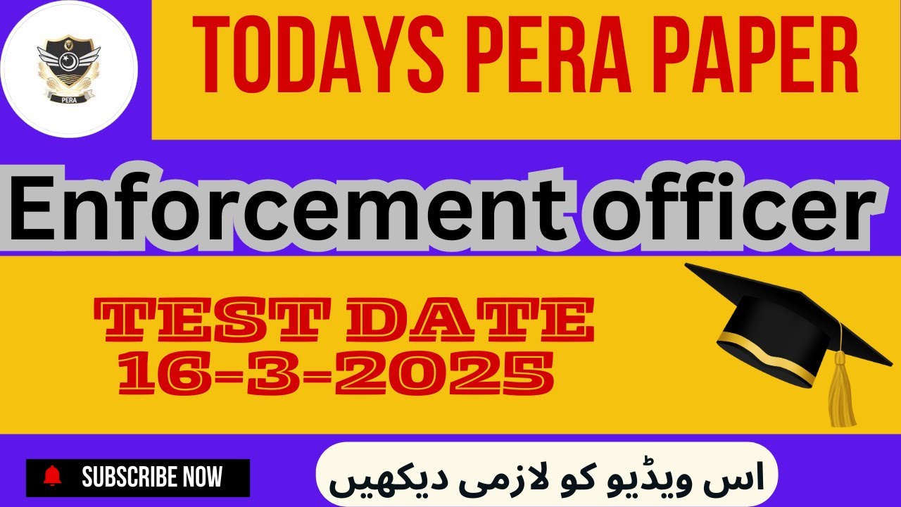 Today,s PERA Enforcement Officer Solved MCQs Paper Held On 16/03/2025