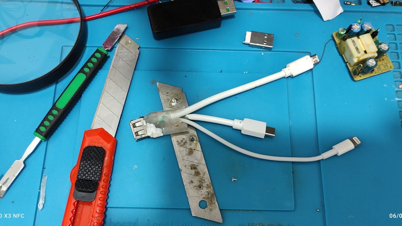 Como fazer cabo otg caseiro de tres saidas USB tipo c,micro usb v8 e lighting para iPhone