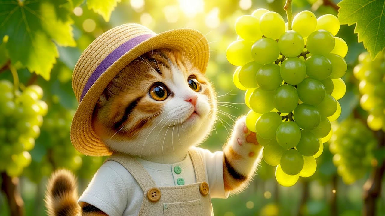 Cute Kitten’s First Grape Picking Adventure 🍇🌿 | A Must-Watch Cat Video [子猫のぶどう狩り]✨
