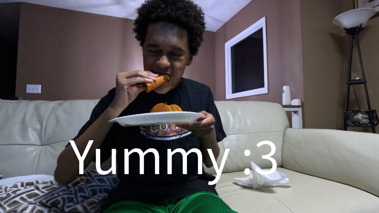 You watch me stuff my face with meat while listening to bladee