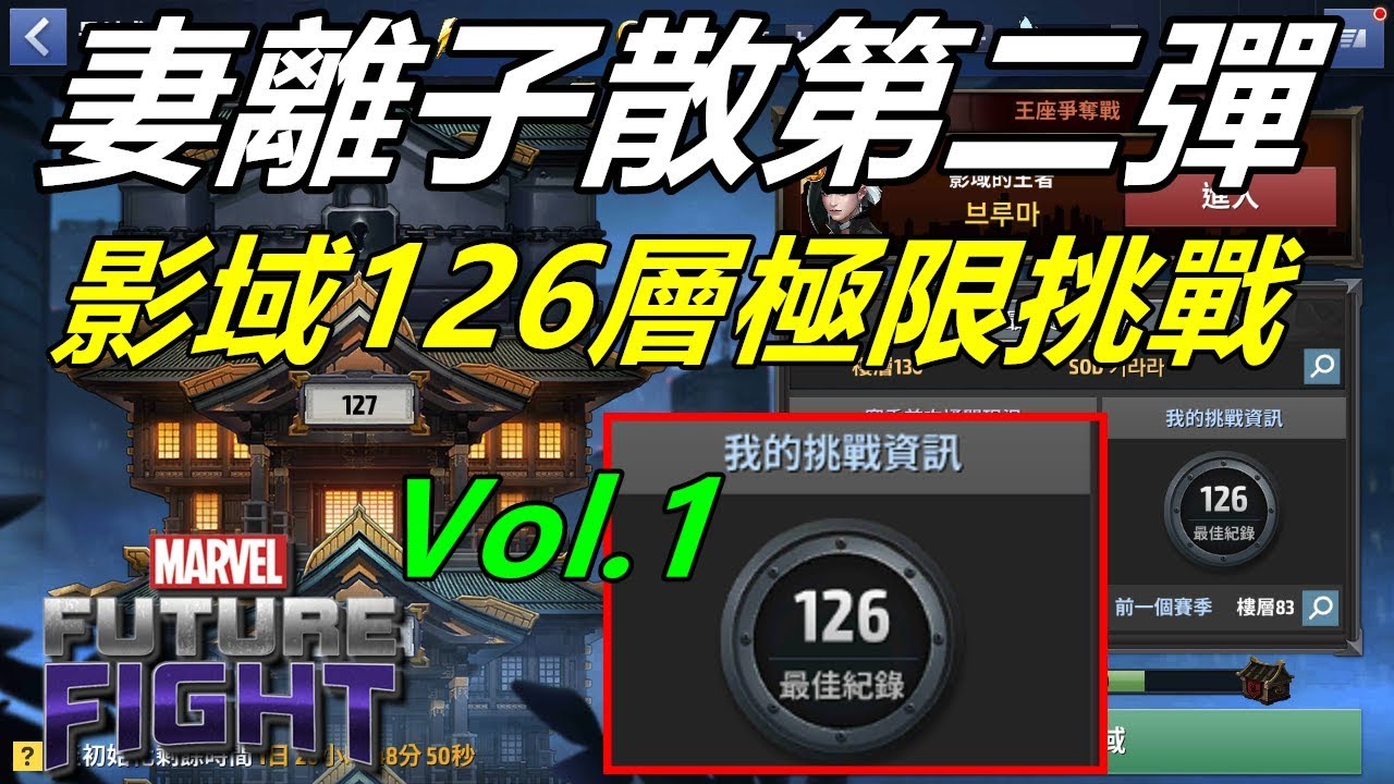 【漫威 未來之戰】妻離子散第二彈 影域126層極限挑戰 Vol.1 MARVEL Future Fight Shadowland Floor 126 Vol.1 GamePlay