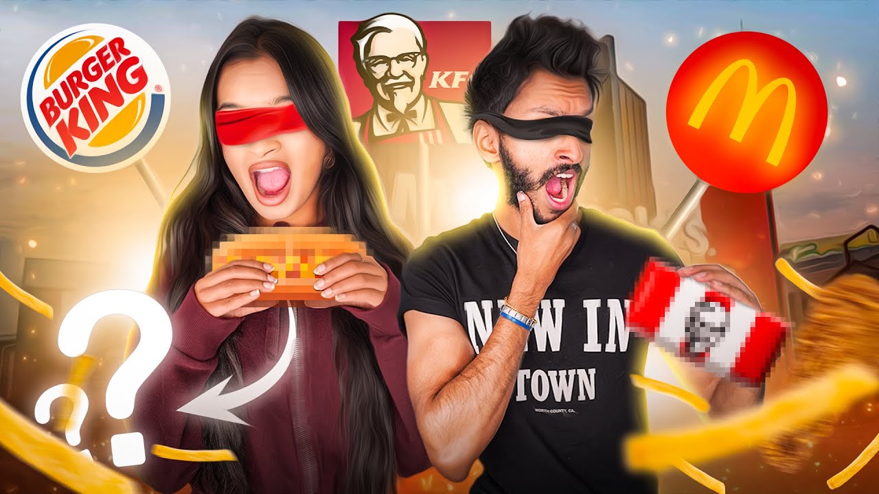 GUESS THE FAST FOOD CHALLENGE BLINDFOLDED 🍔🍟| FOOD CHALLENGE | CRAZY SIBLINGS | SL TRISH
