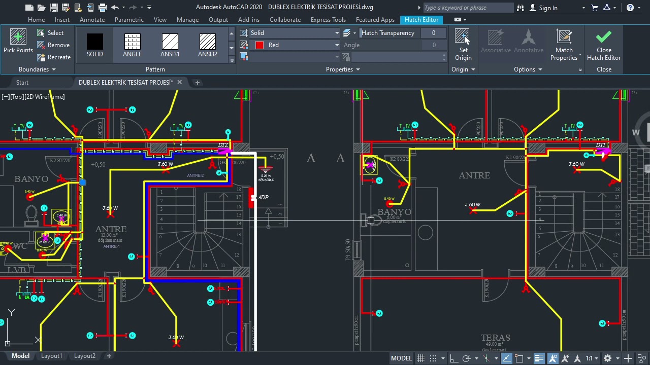 DUBLEX BİNANIN ELEKTRİK TESİSAT PROJE ÇİZİMİ