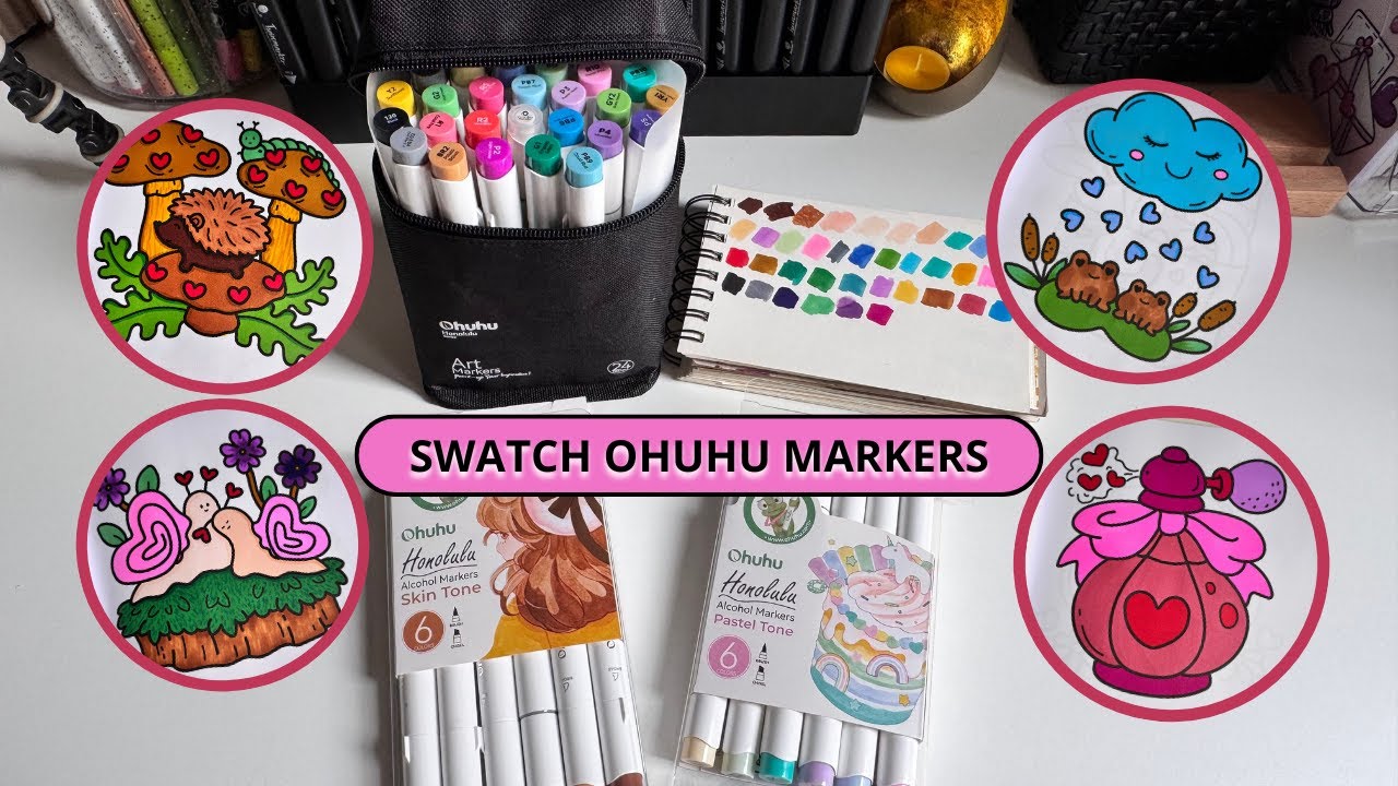MEUS PRIMEIROS MARCADORES OHUHU - SWATCH OHUHU MARKERS 24 COLOURS + SKIN TONE + PASTEL TONE