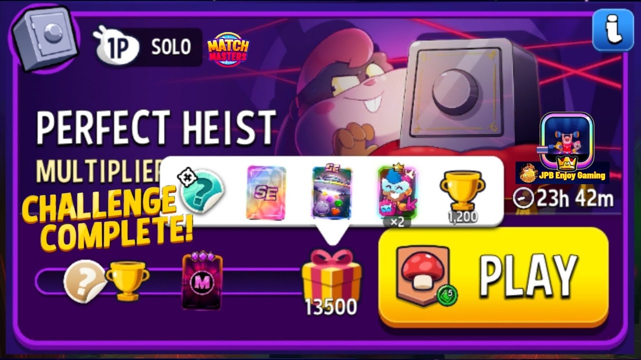 Multiplier Mushrooms+Gimme Green Solo Challenge Perfect /Heist 13500 Score / Match Masters