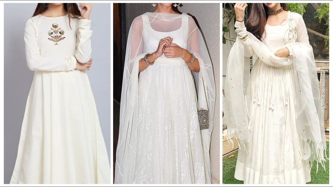 White kurti styling,off white kurti combinations,white kurti designs,white anarkali suit