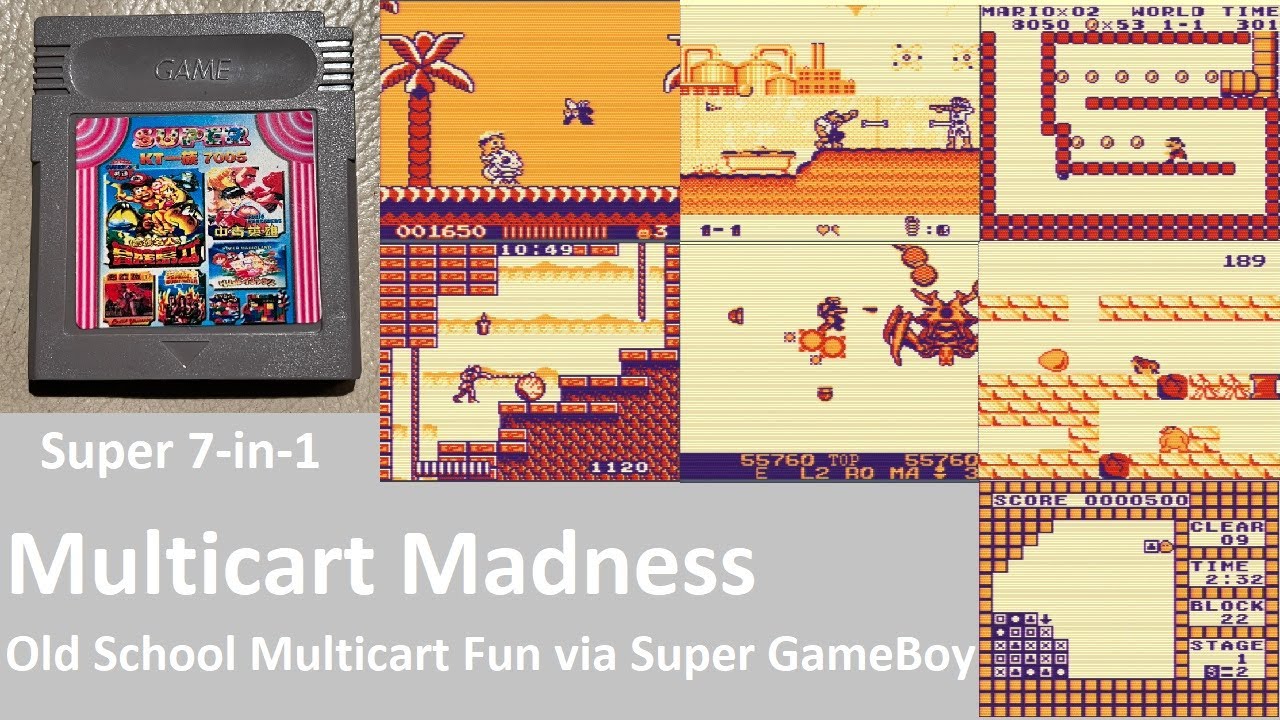 Multicart Madness - 7 Games in 1 cartridge - played via Super GameBoy