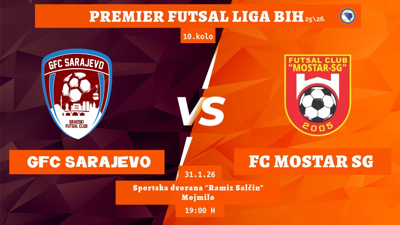 GFC Sarajevo vs FC Mostar SG ‘Staklorad’ | Premier futsal liga BIH 25/26 | 10. kolo