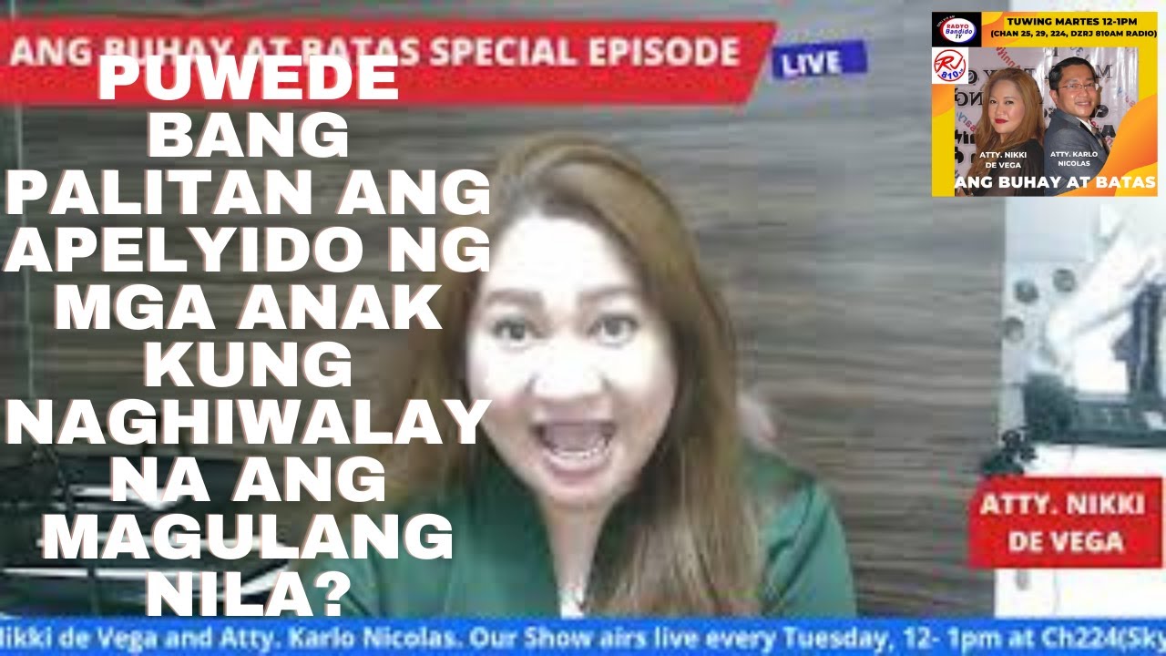 PUWEDE BANG PALITAN ANG APELYIDO NG MGA ANAK KUNG NAGHIWALAY NA ANG MAGULANG NILA?