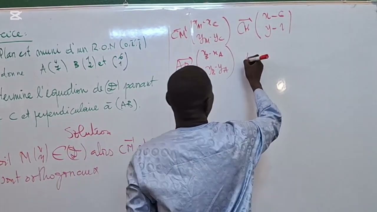 REPERAGE: Equation generale d’une droite passant par un point et perpendiculaire a une droite donnée