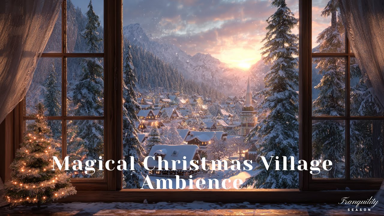 Magical Christmas Village Window Ambience | NO ADS | Slow & Calm Instrumental Christmas Music