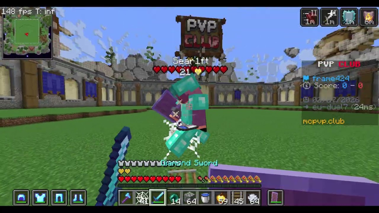 made a new Minecraft pvp tech for diamond smp ig frame424